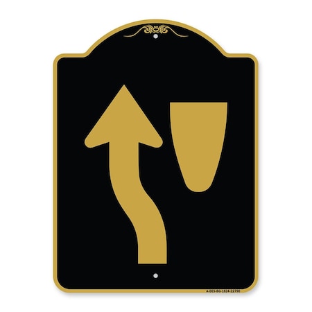 Amistad 18 x 24 in. Designer Series Sign - Traffic Sign Keep Left Symbol, Black & Gold AM2074862